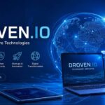 Droven.io technology platform illustration featuring AI, cloud computing, cybersecurity, and digital innovation