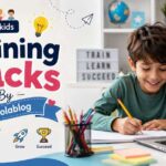 What is LLBlog Kids Training Hacks by Lovelolablog with child learning at study desk