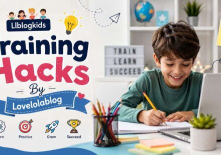What is LLBlog Kids Training Hacks by Lovelolablog with child learning at study desk