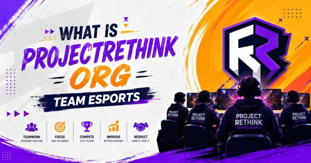 What Is ProjectRethink.org Team Esports banner with colorful gaming team, logo, and esports theme art.