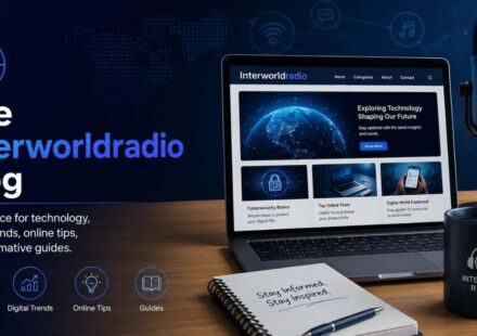 The Interworldradio Blog banner featuring technology, digital trends, online guides, and a modern podcast setup.