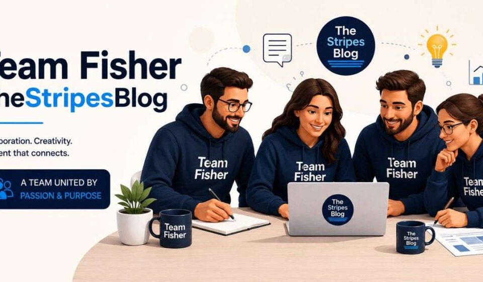 Team Fisher TheStripesBlog creative team collaborating on blog content, digital publishing, and content strategy