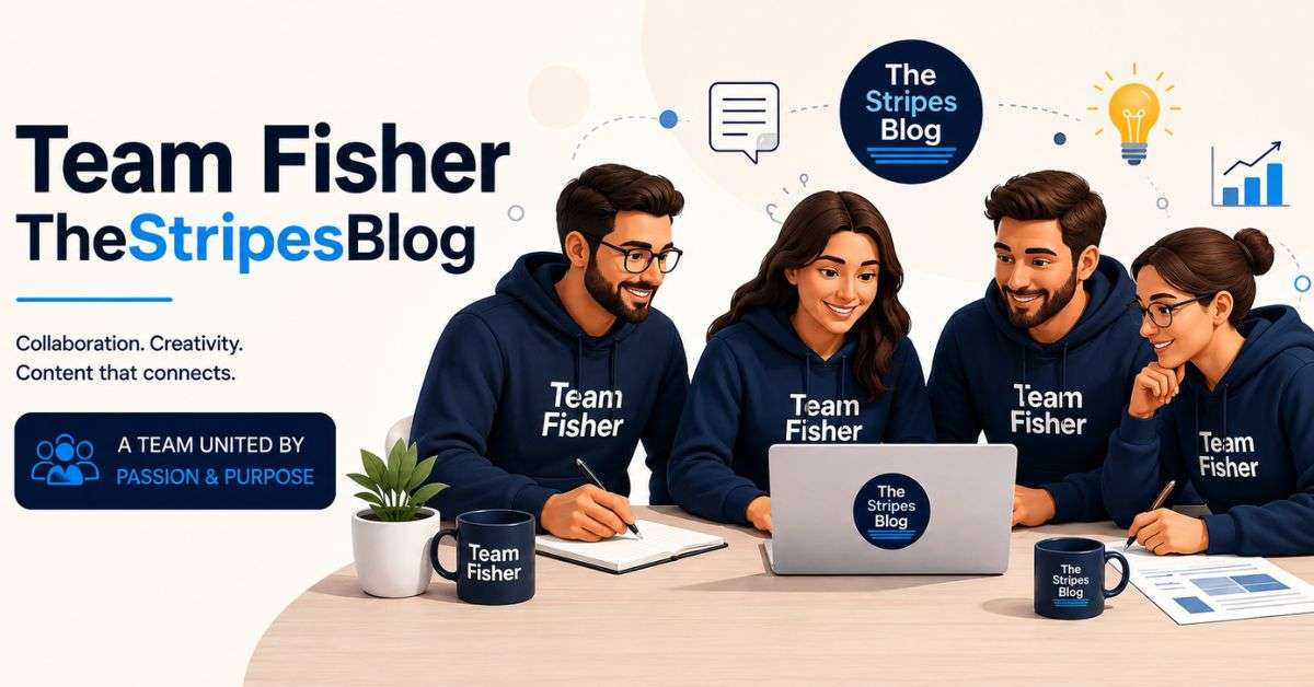Team Fisher TheStripesBlog creative team collaborating on blog content, digital publishing, and content strategy