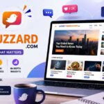 Latest FeedBuzzard com dashboard showing trending news, tech updates, laptop, smartphone, and icons.